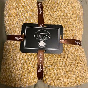 Longhui bedding Gold Knitted Throw Blanket for Couch, Soft, Cozy Machine Washabl